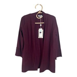 Stitch Fix Cranberry Super Soft Open Front Cardifan 3/4 Button Detail Sleeves